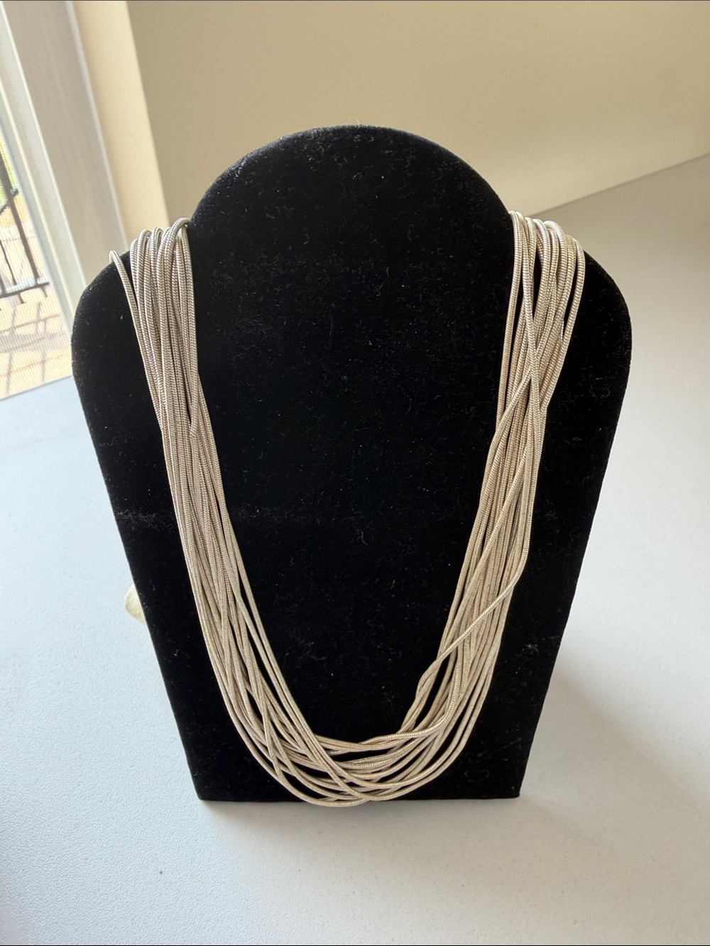 Multistrand Ribbon-Tie Necklace in Silver